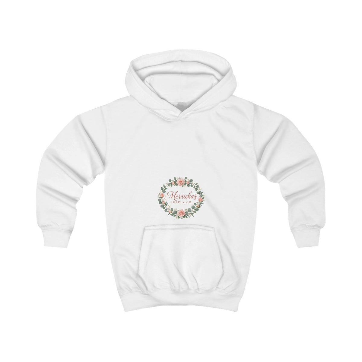 Merrickas Rose Wreath Script Kids' Hoodie