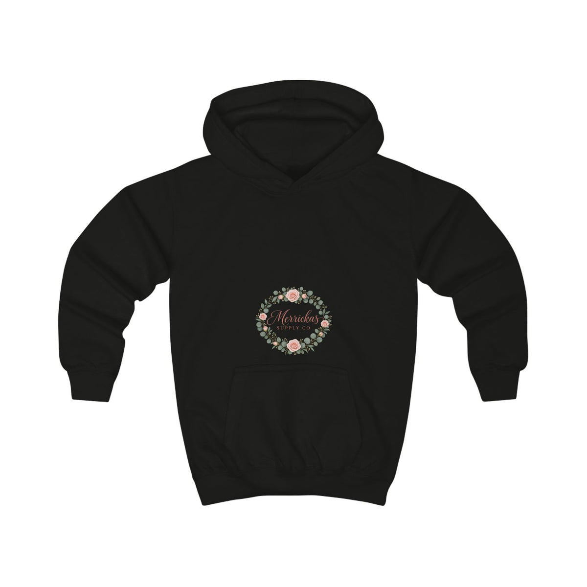 Merrickas Rose Wreath Script Kids' Hoodie