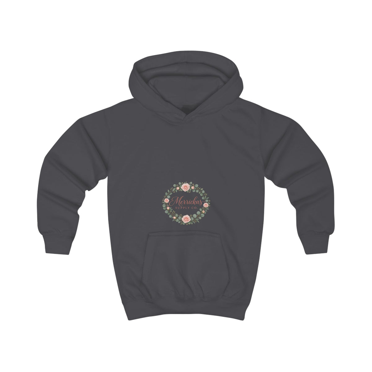 Merrickas Rose Wreath Script Kids' Hoodie