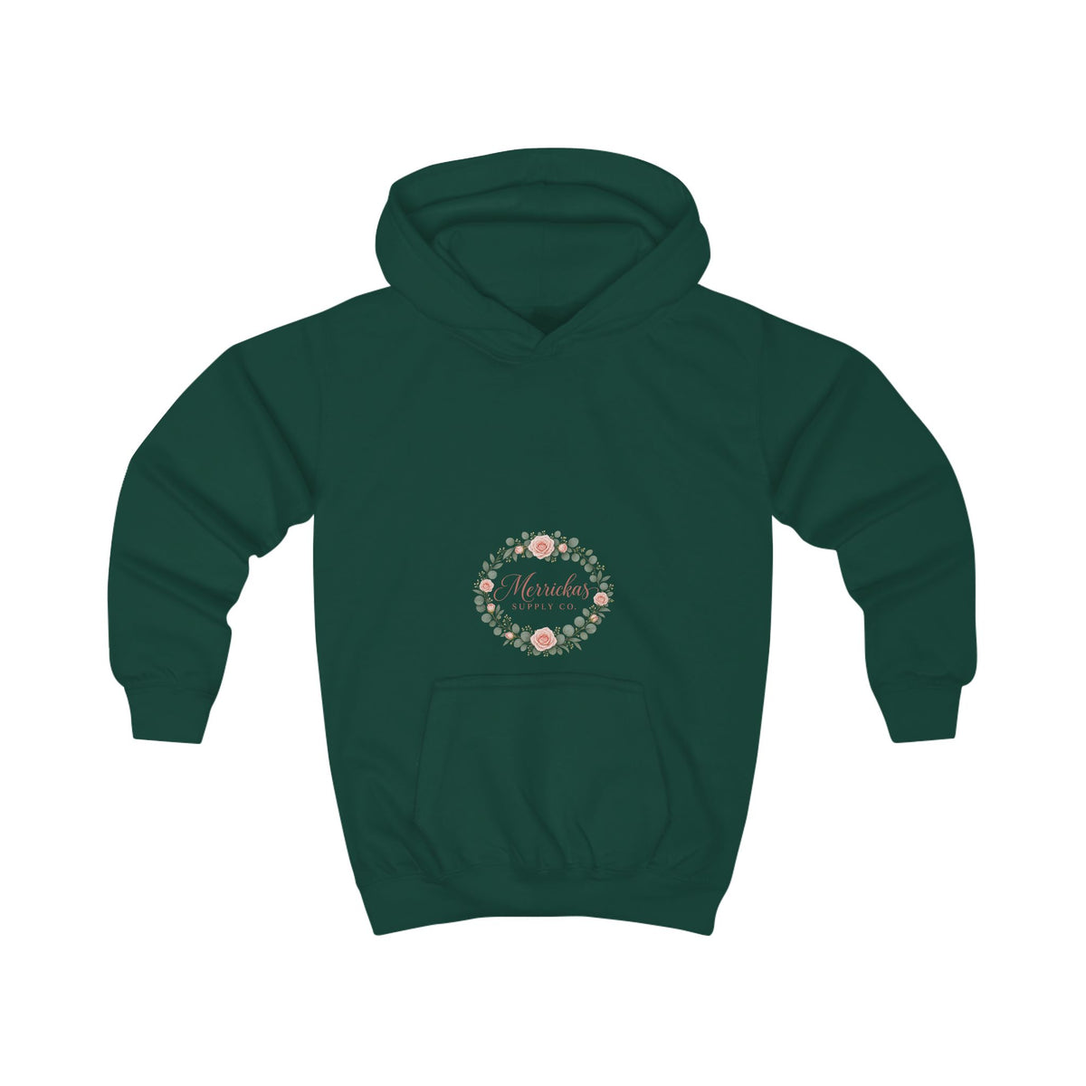 Merrickas Rose Wreath Script Kids' Hoodie