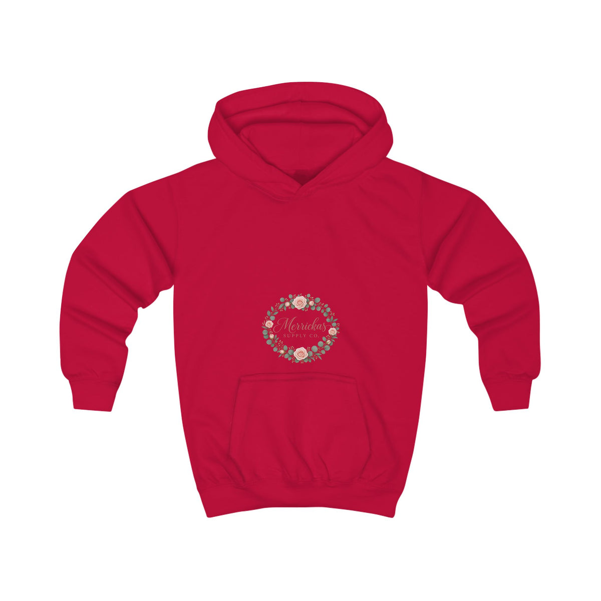 Merrickas Rose Wreath Script Kids' Hoodie