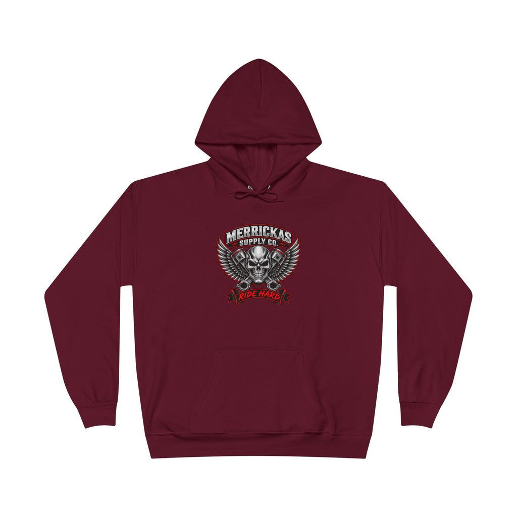 Merrickas Ride Hard Winged Skull Hoodie