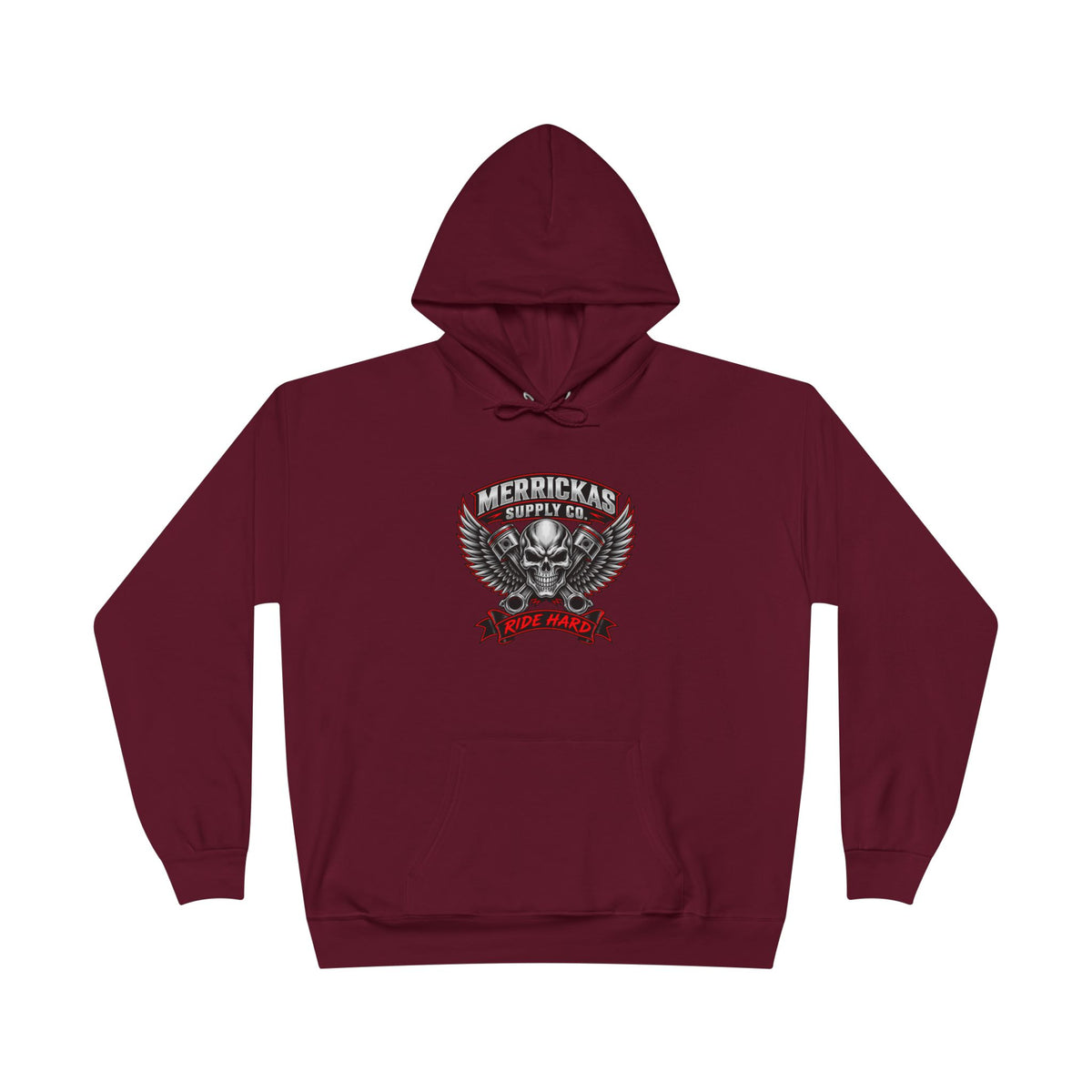 Merrickas Ride Hard Winged Skull Hoodie
