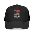 Thin Silver Line Foam Trucker Hat