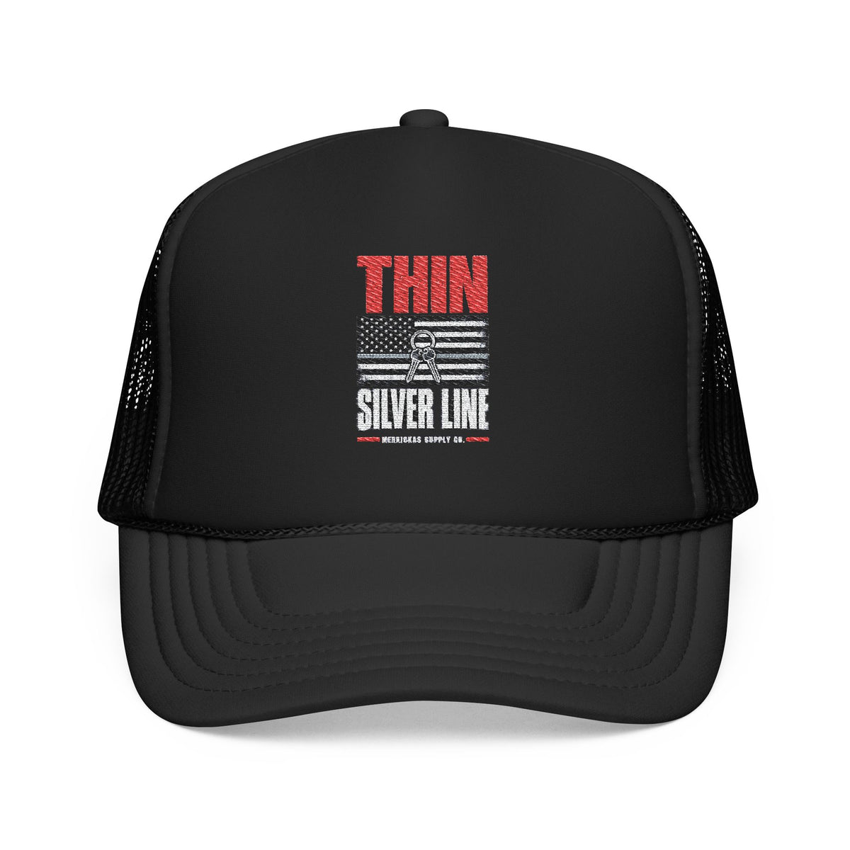 Thin Silver Line Foam Trucker Hat
