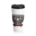 Merrickas Ride Hard Winged Skull Travel Mug