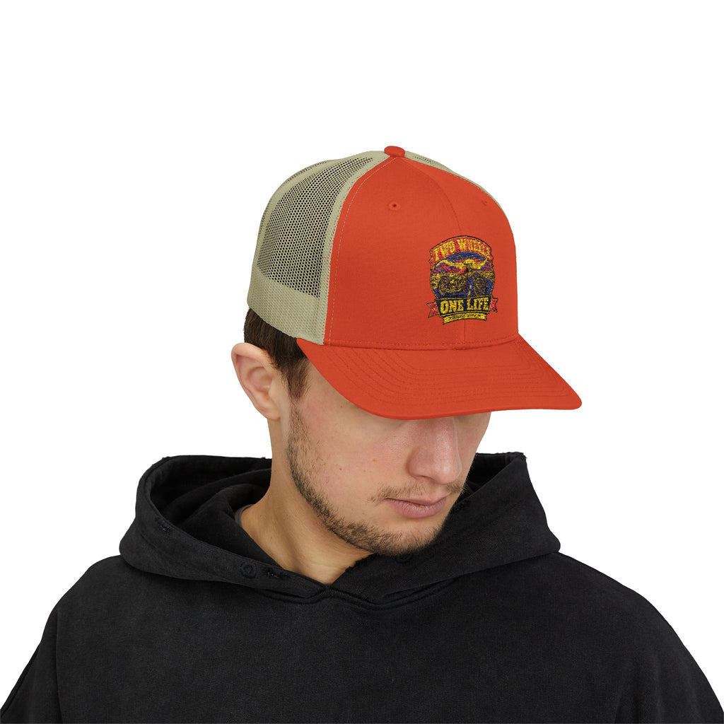Two Wheels One Life Snapback Trucker Hat