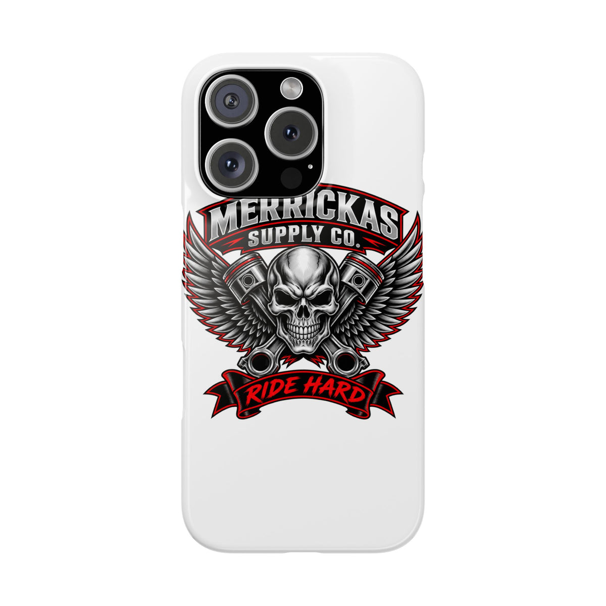 Merrickas Ride Hard Winged Skull Phone Case