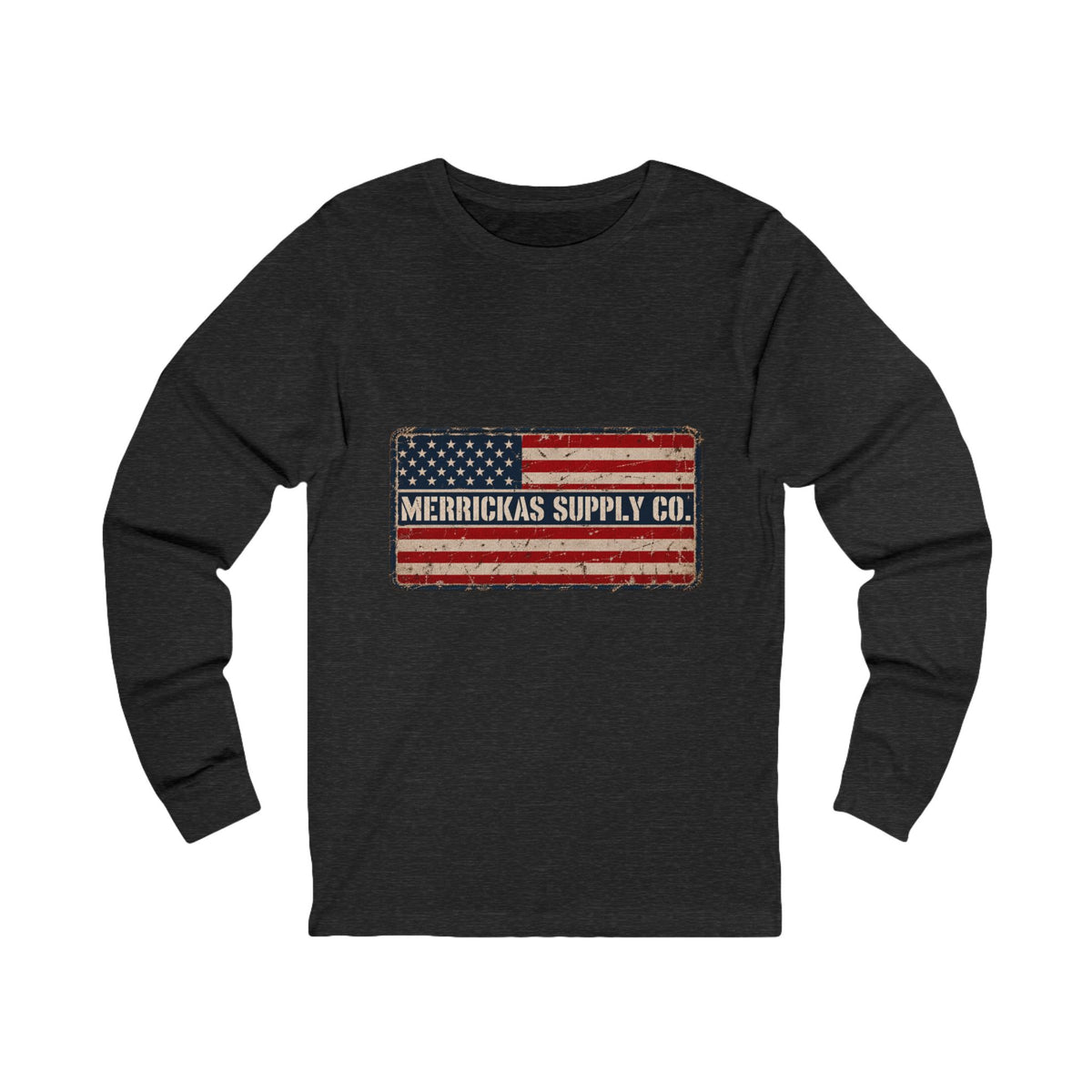 Merrickas American Flag Patch Long Sleeve Tee