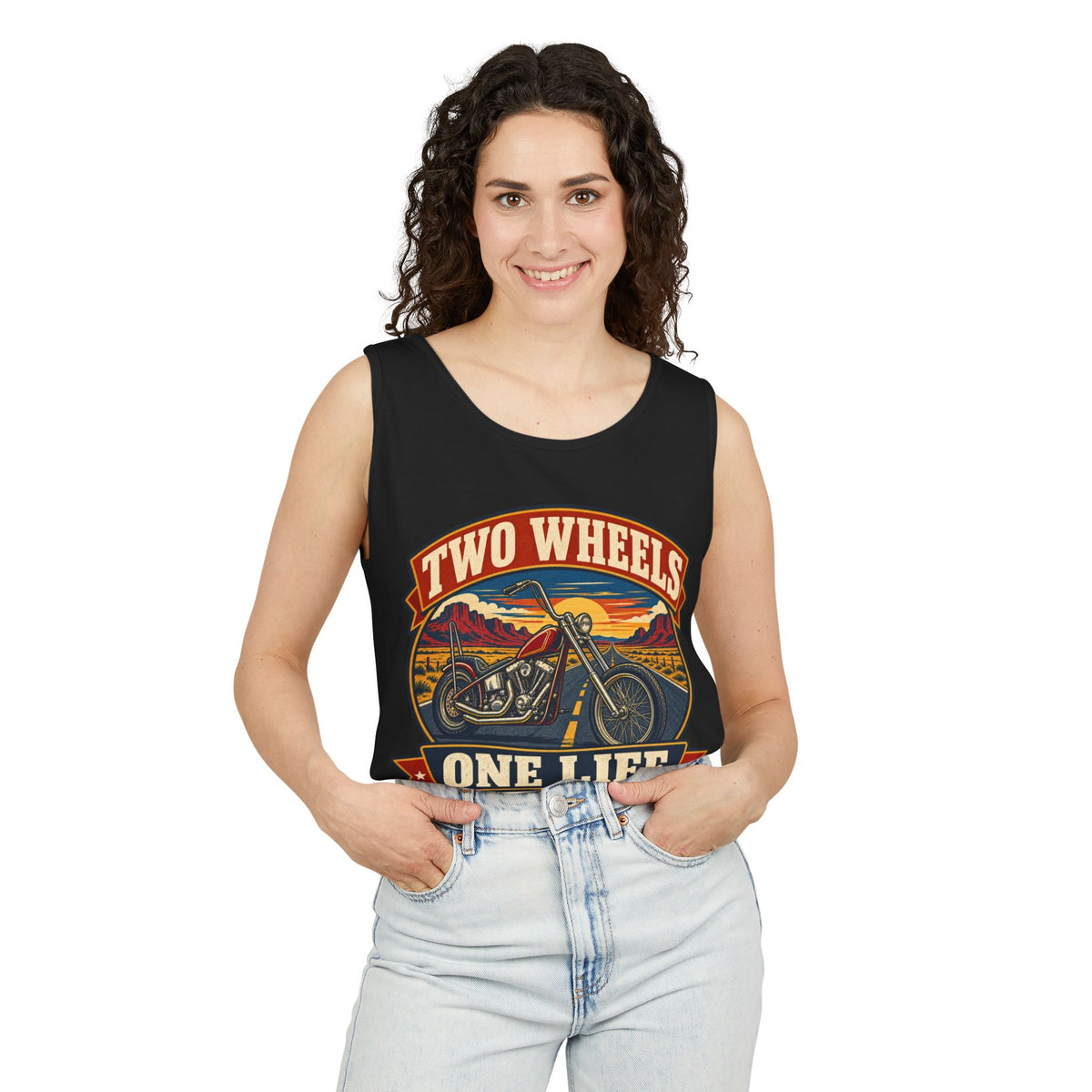 Two Wheels One Life Garment-Dyed Tank