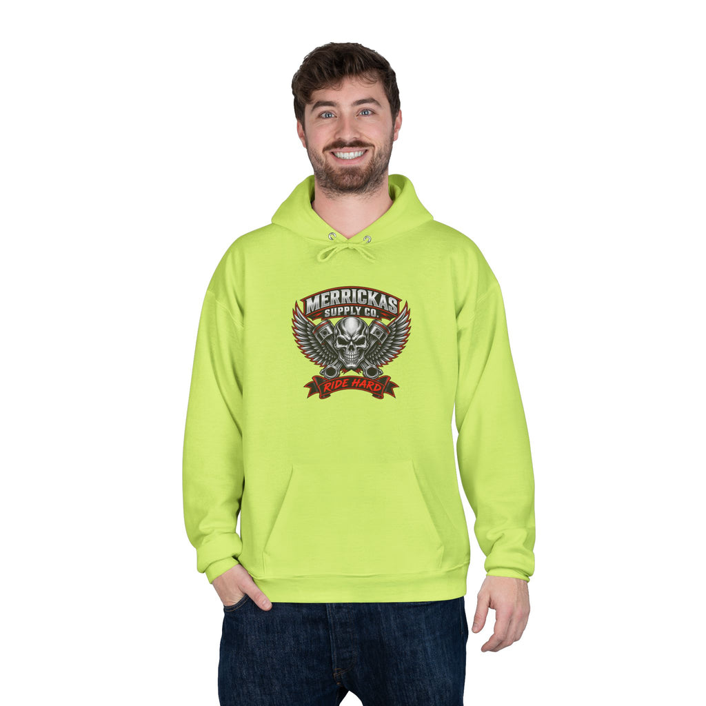 Merrickas Ride Hard Winged Skull Hoodie