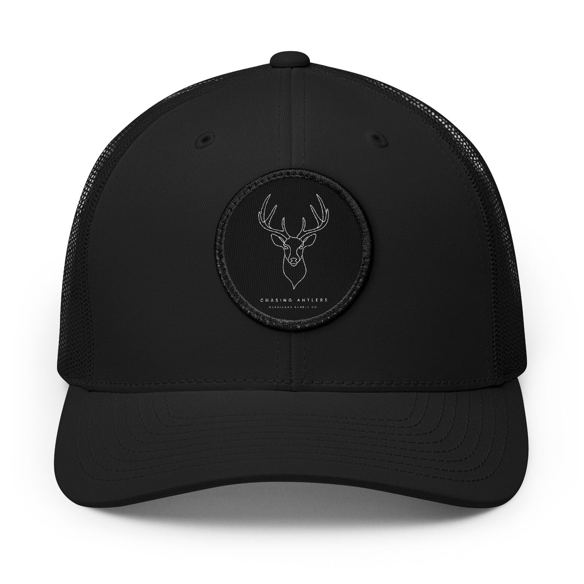 Chasing Antlers Leather Patch Trucker Cap
