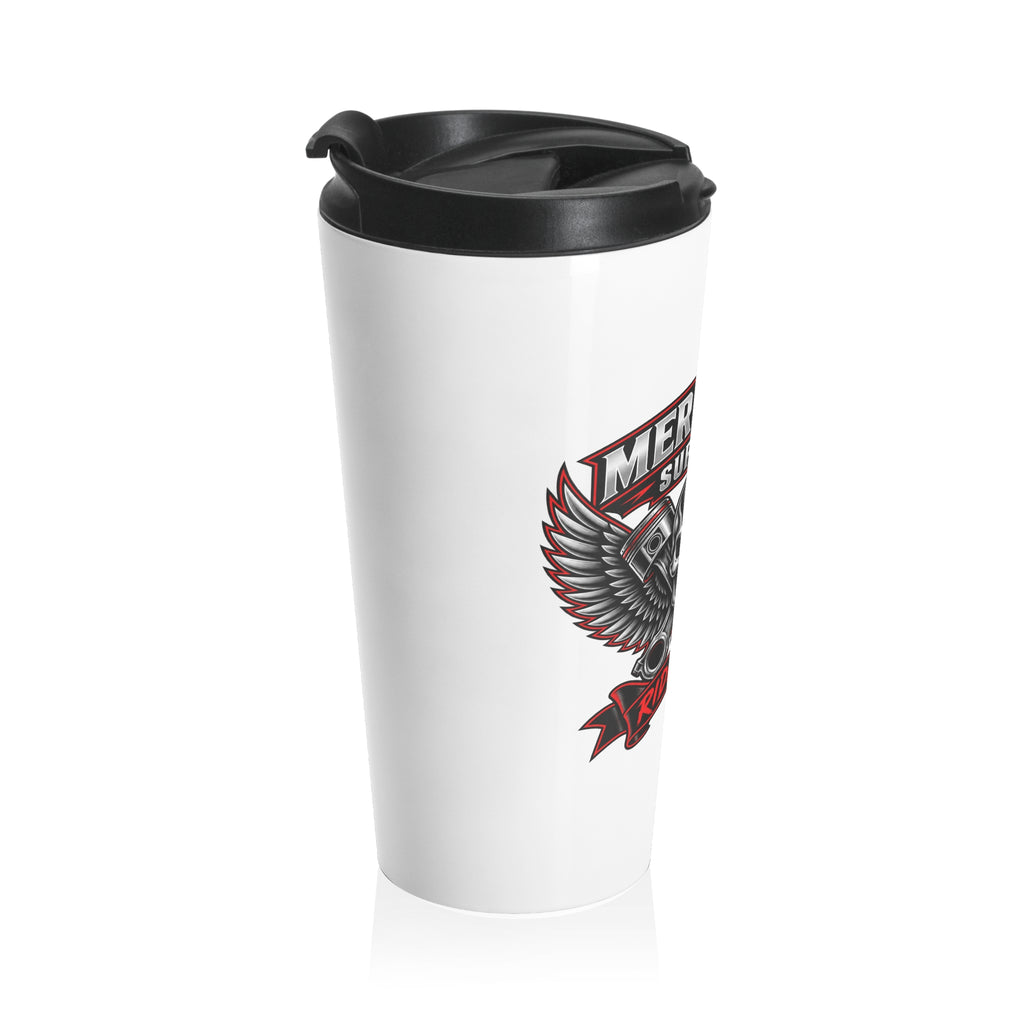 Merrickas Ride Hard Winged Skull Travel Mug