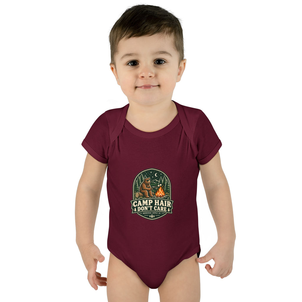 Camp Hair Don't Care Baby Onesie