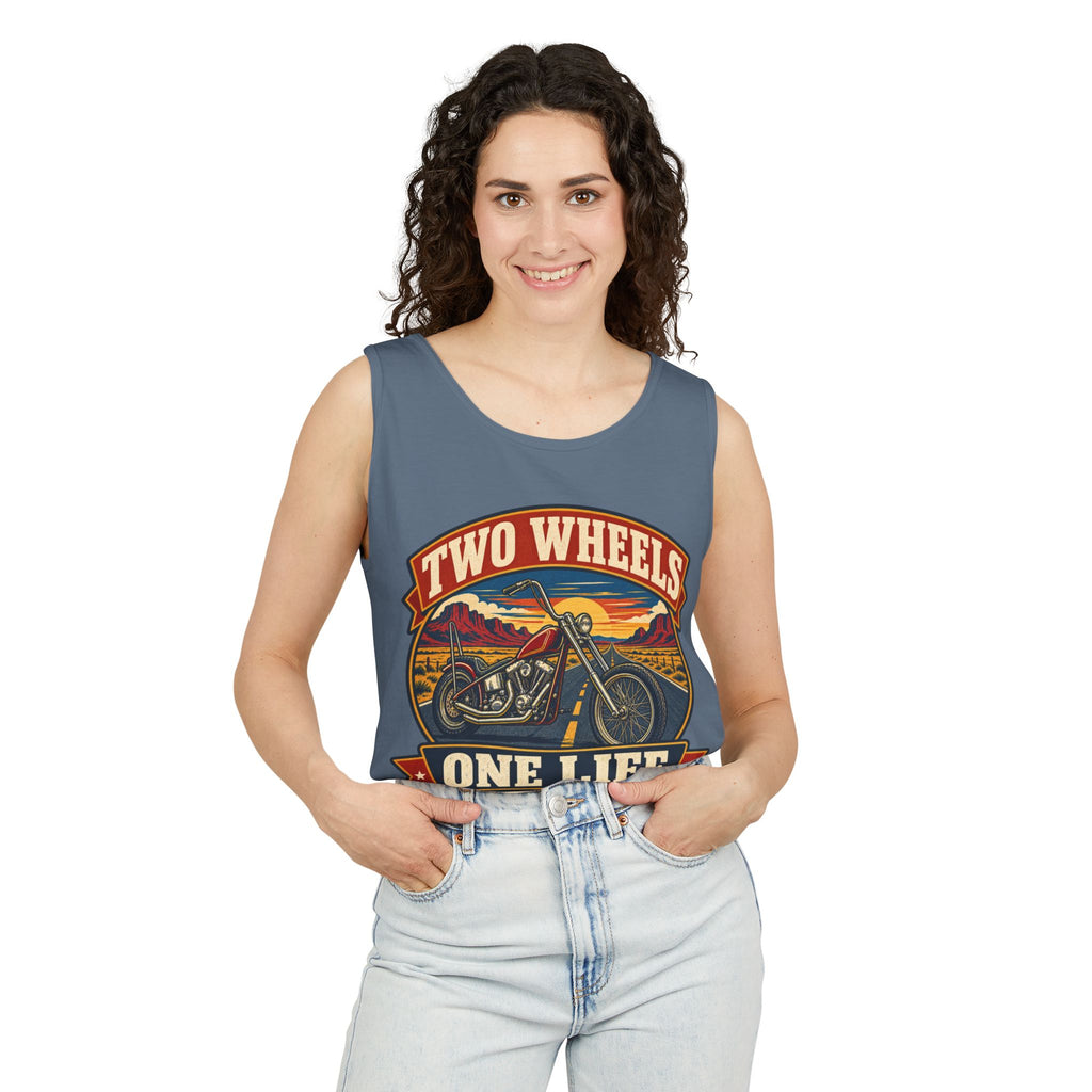 Two Wheels One Life Garment-Dyed Tank