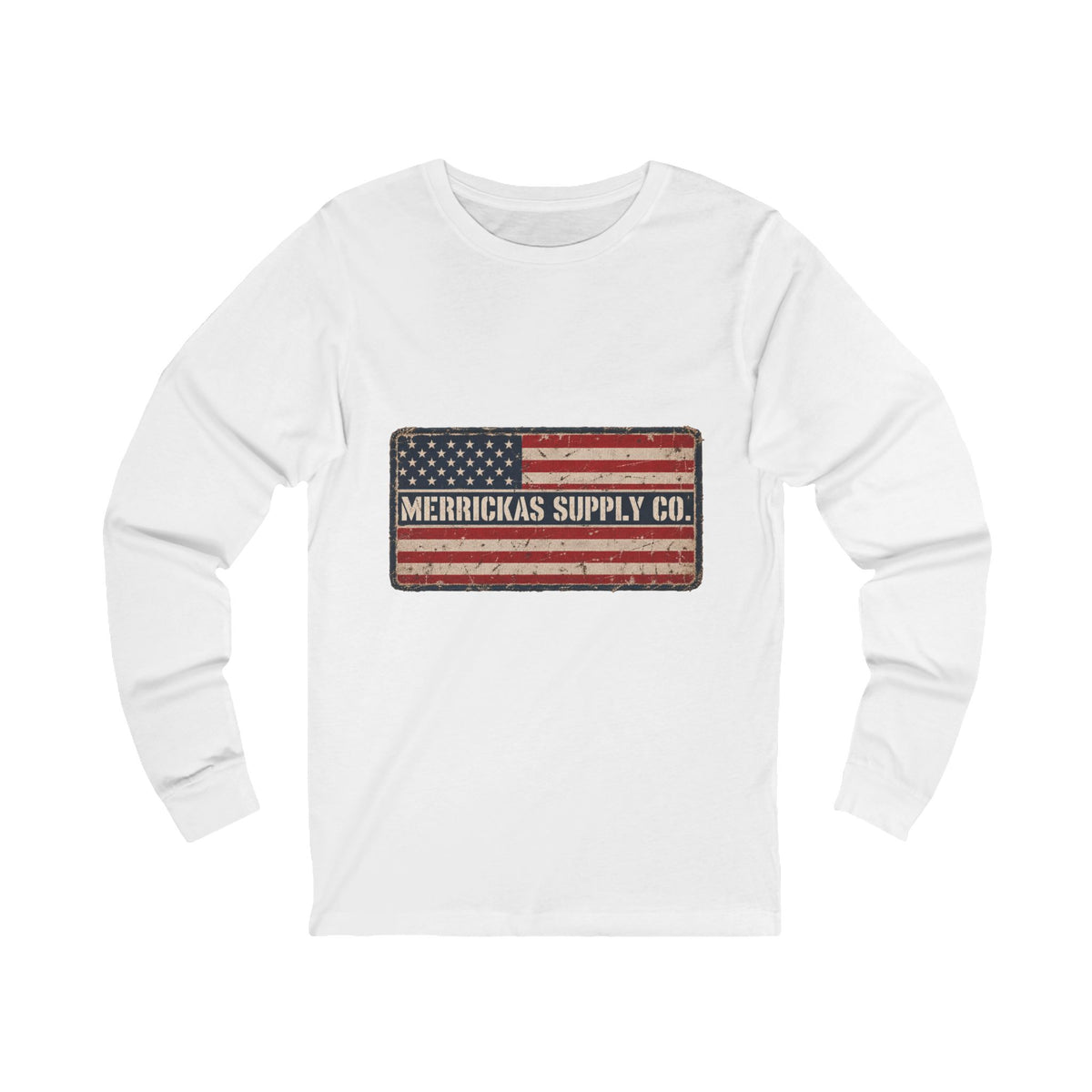 Merrickas American Flag Patch Long Sleeve Tee