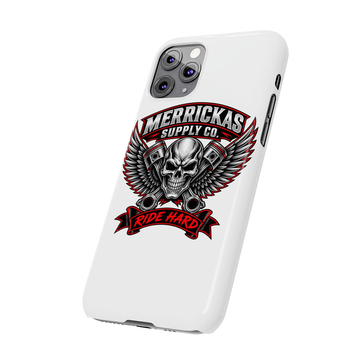 Merrickas Ride Hard Winged Skull Phone Case