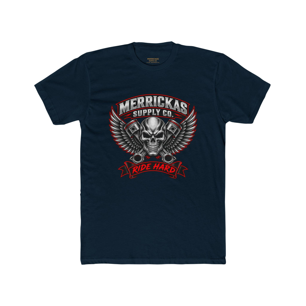 Merrickas Ride Hard Winged Skull T-Shirt