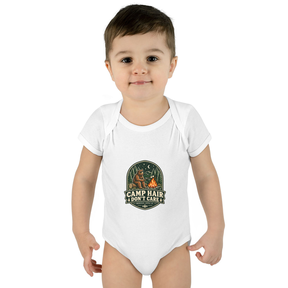 Camp Hair Don't Care Baby Onesie