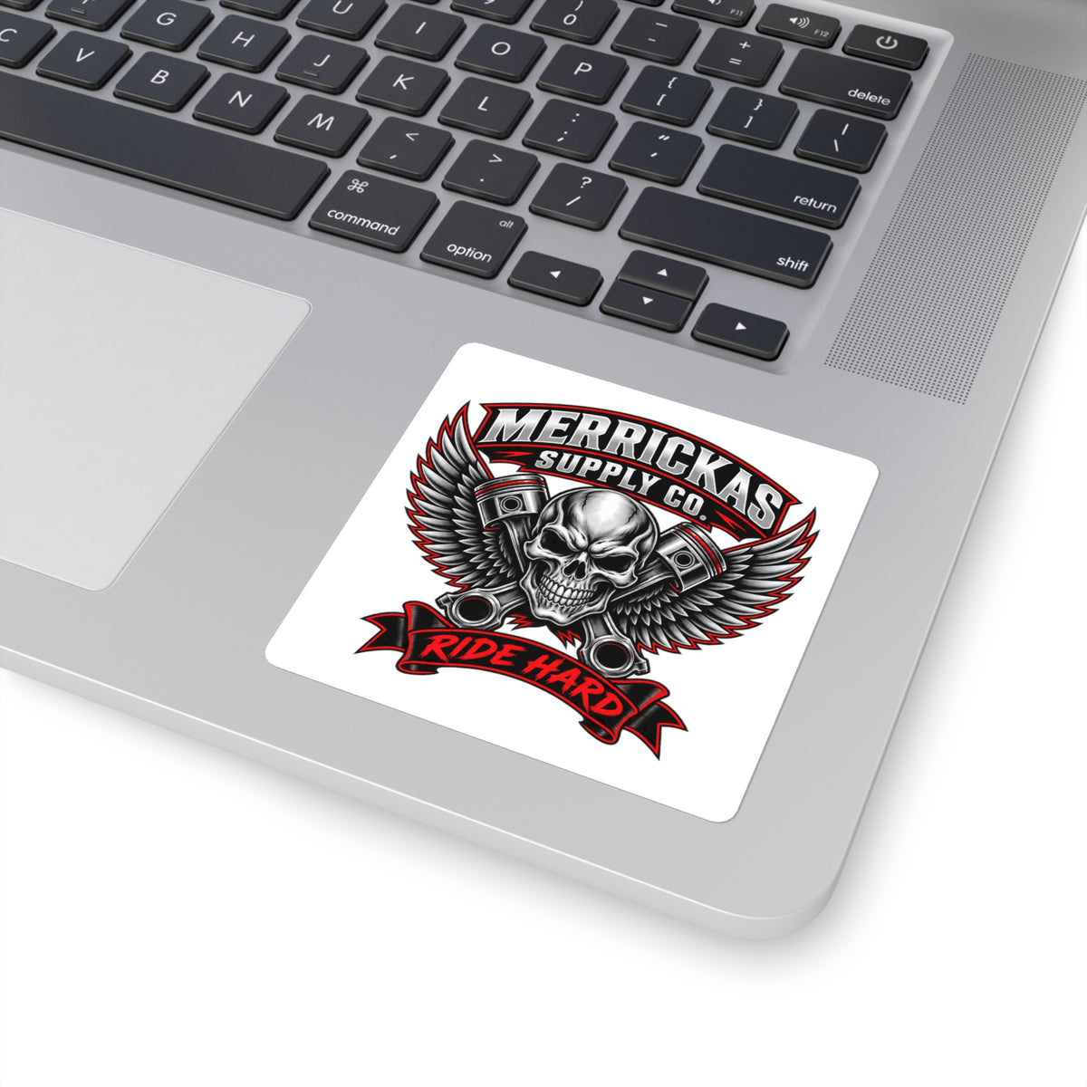 Merrickas Ride Hard Winged Skull Sticker