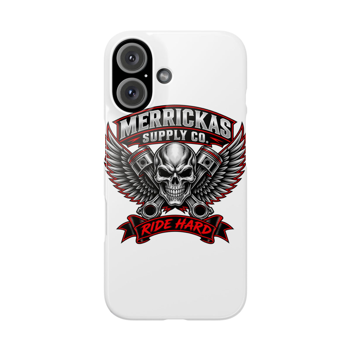 Merrickas Ride Hard Winged Skull Phone Case
