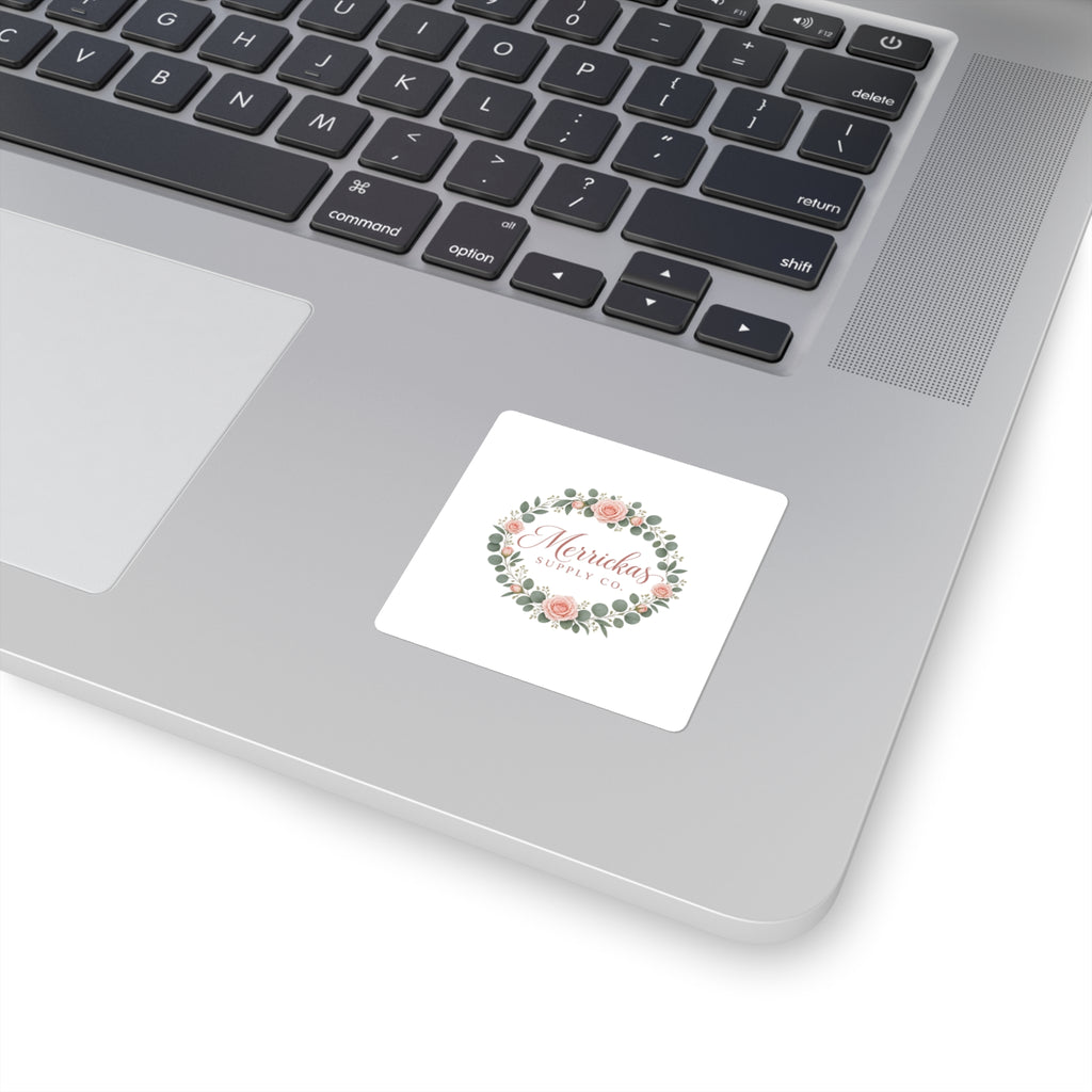 Merrickas Rose Wreath Script Sticker