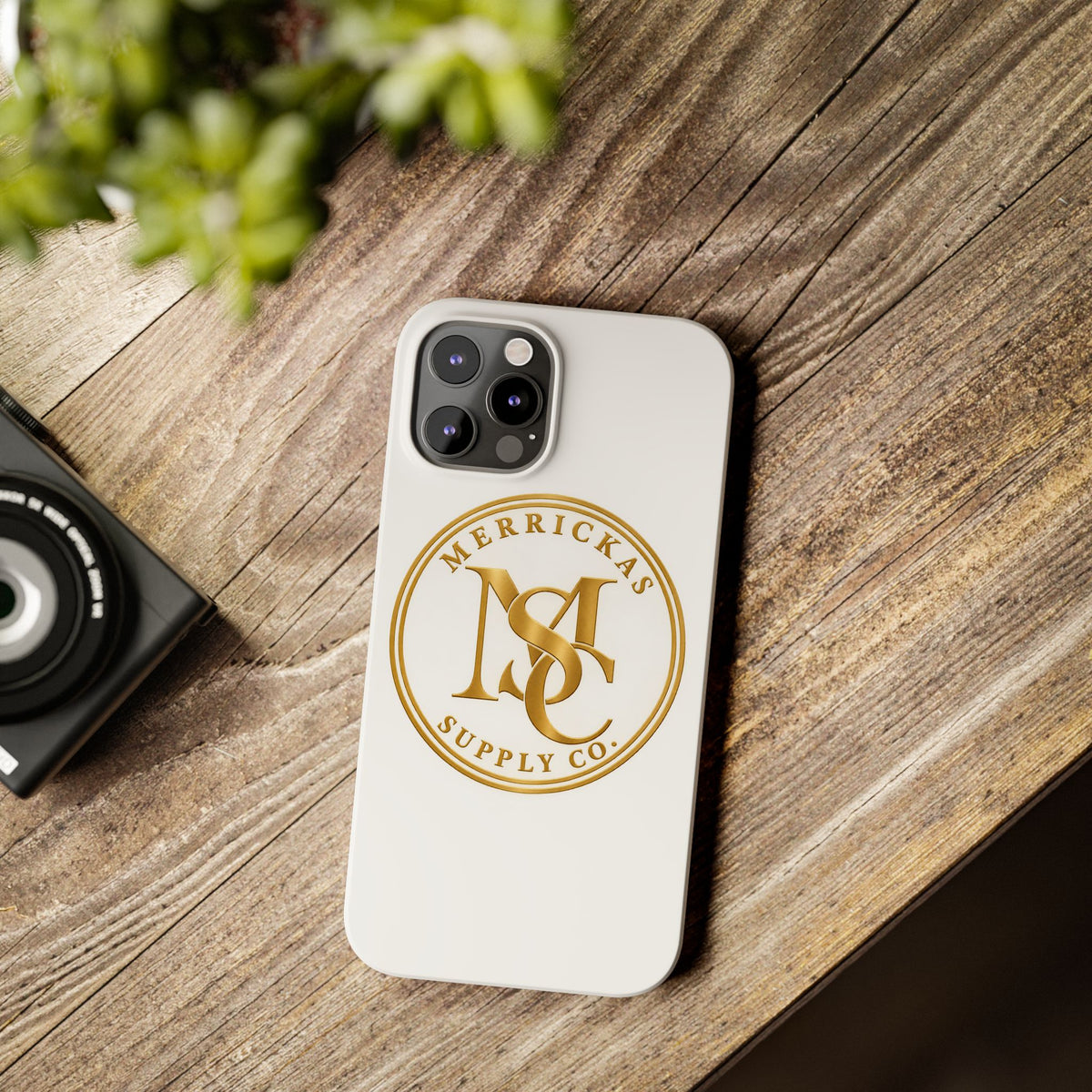 Merrickas Gold MSC Monogram Phone Case