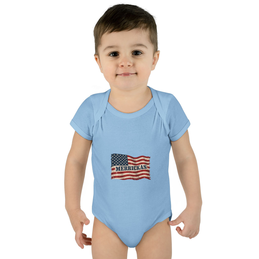 Merrickas Flag Baby Onesie