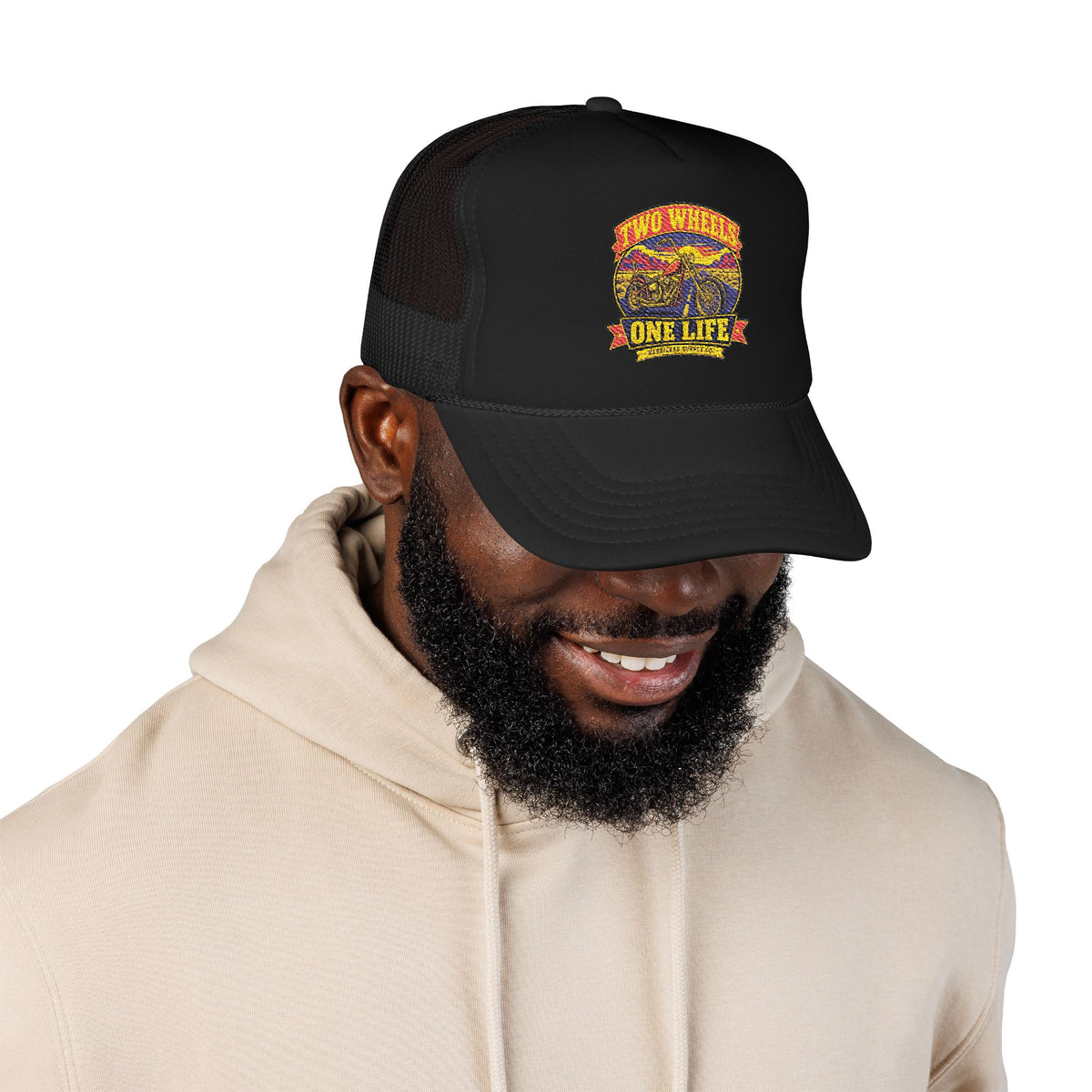 Two Wheels One Life Foam Trucker Hat