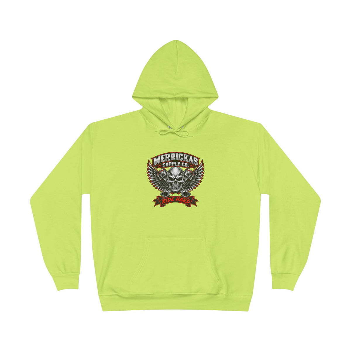 Merrickas Ride Hard Winged Skull Hoodie