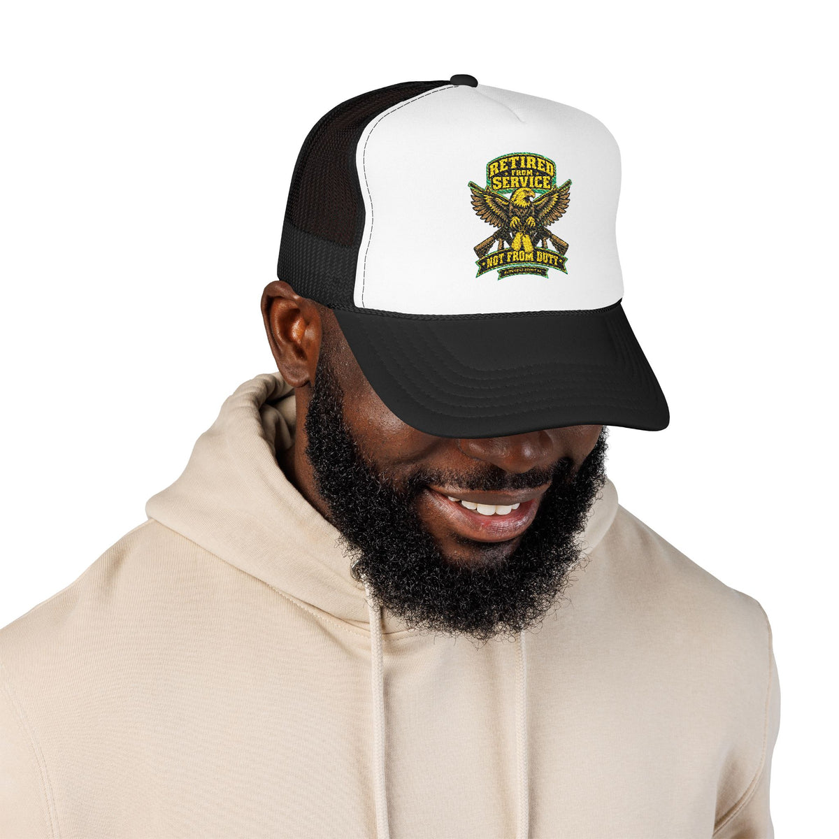 Retired From Service Not From Duty Foam Trucker Hat