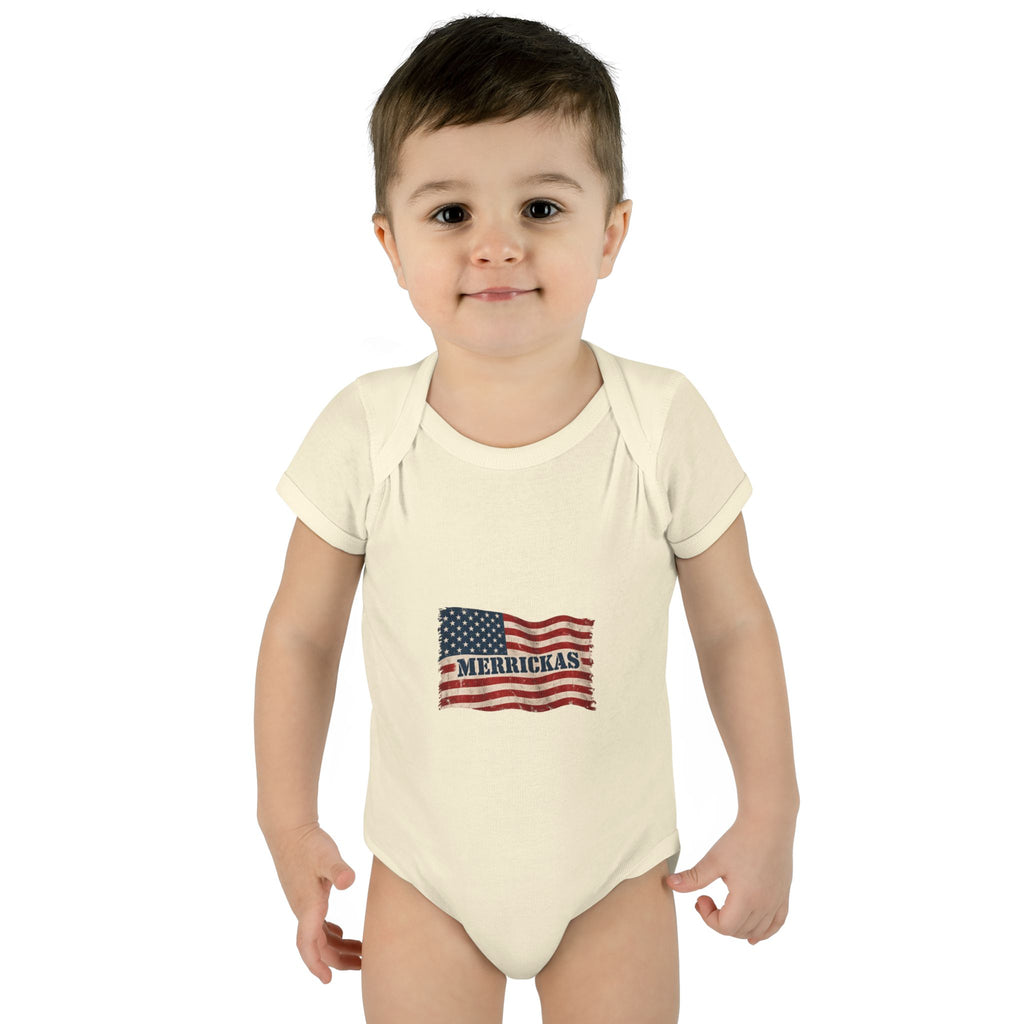 Merrickas Flag Baby Onesie