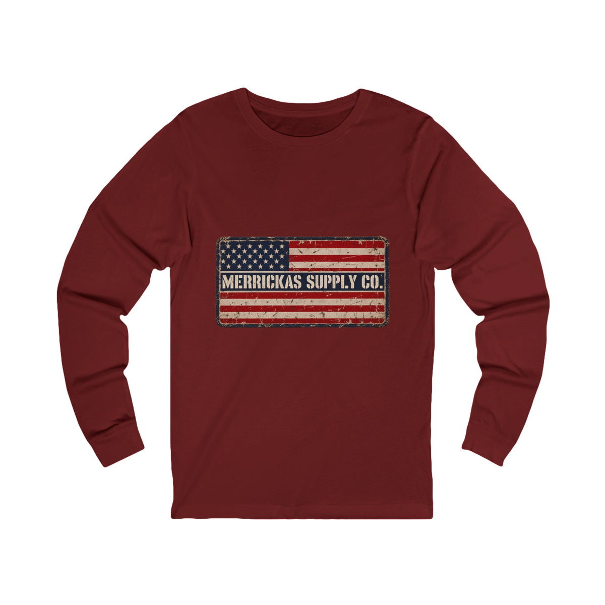 Merrickas American Flag Patch Long Sleeve Tee