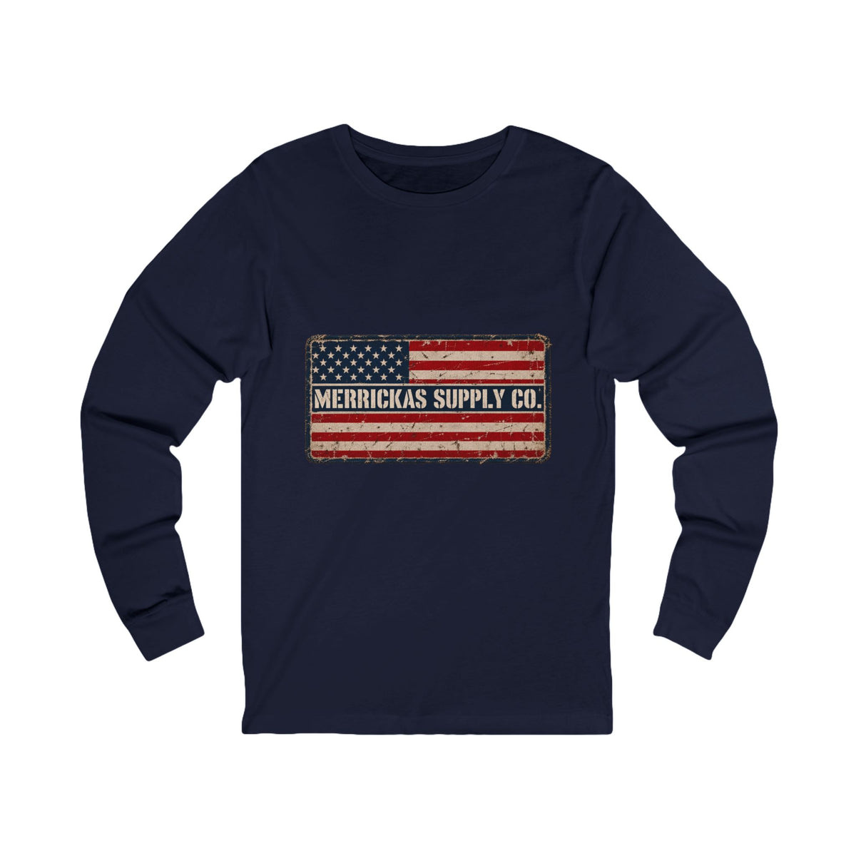 Merrickas American Flag Patch Long Sleeve Tee