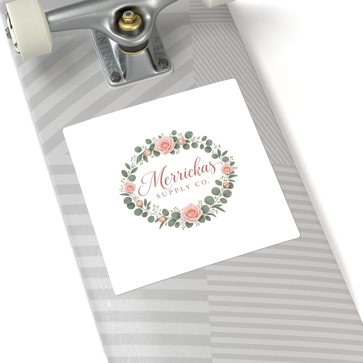 Merrickas Rose Wreath Script Sticker