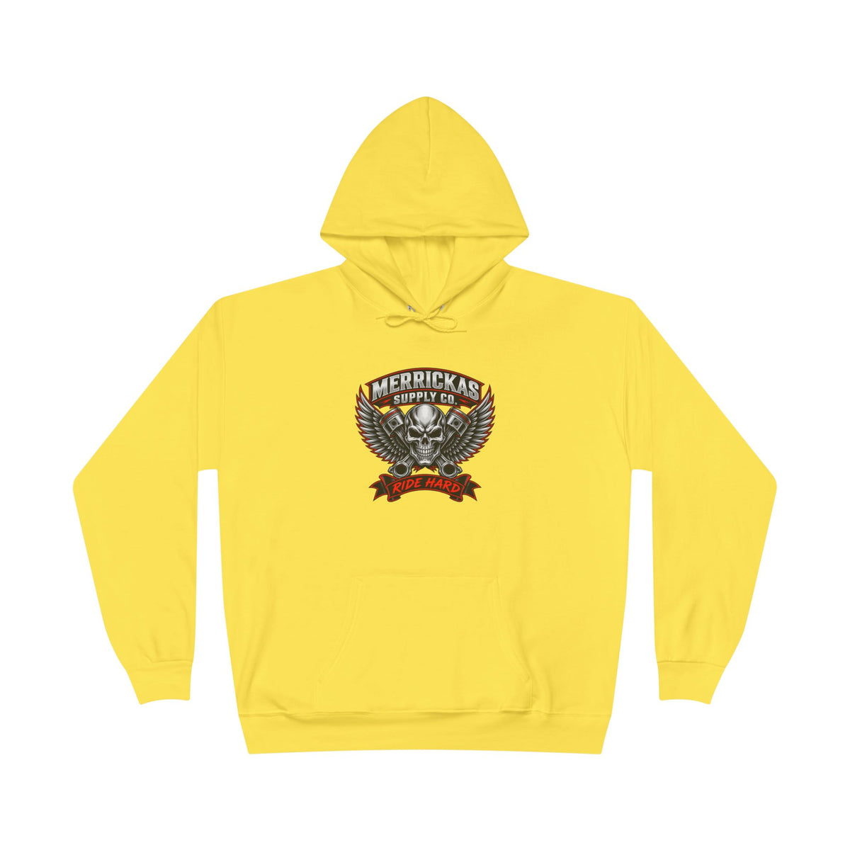 Merrickas Ride Hard Winged Skull Hoodie