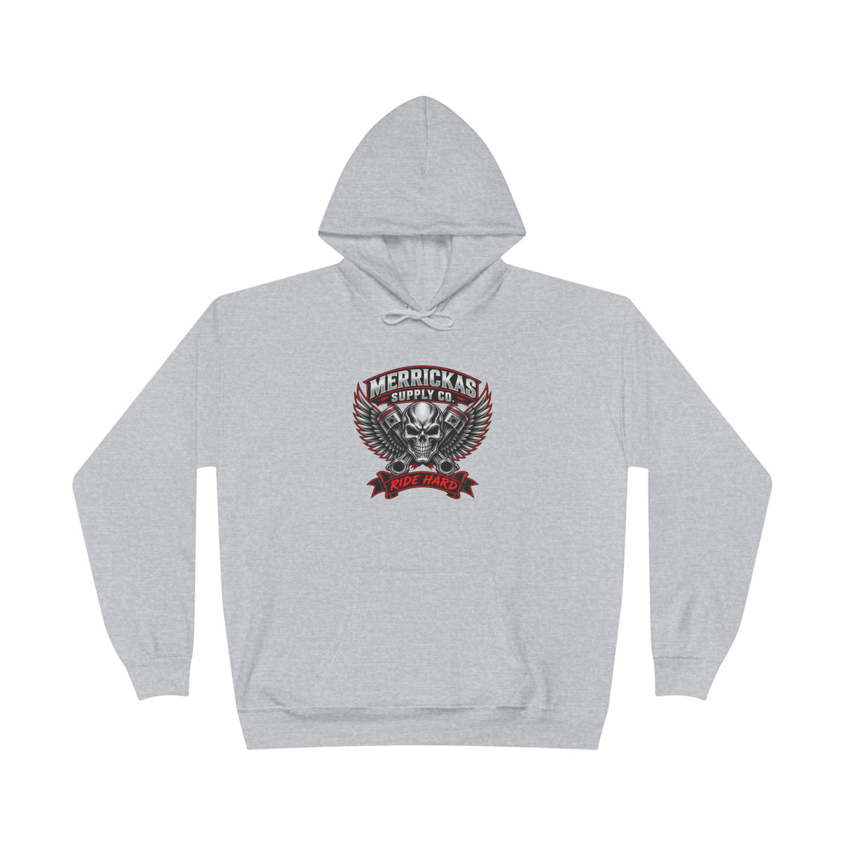 Merrickas Ride Hard Winged Skull Hoodie
