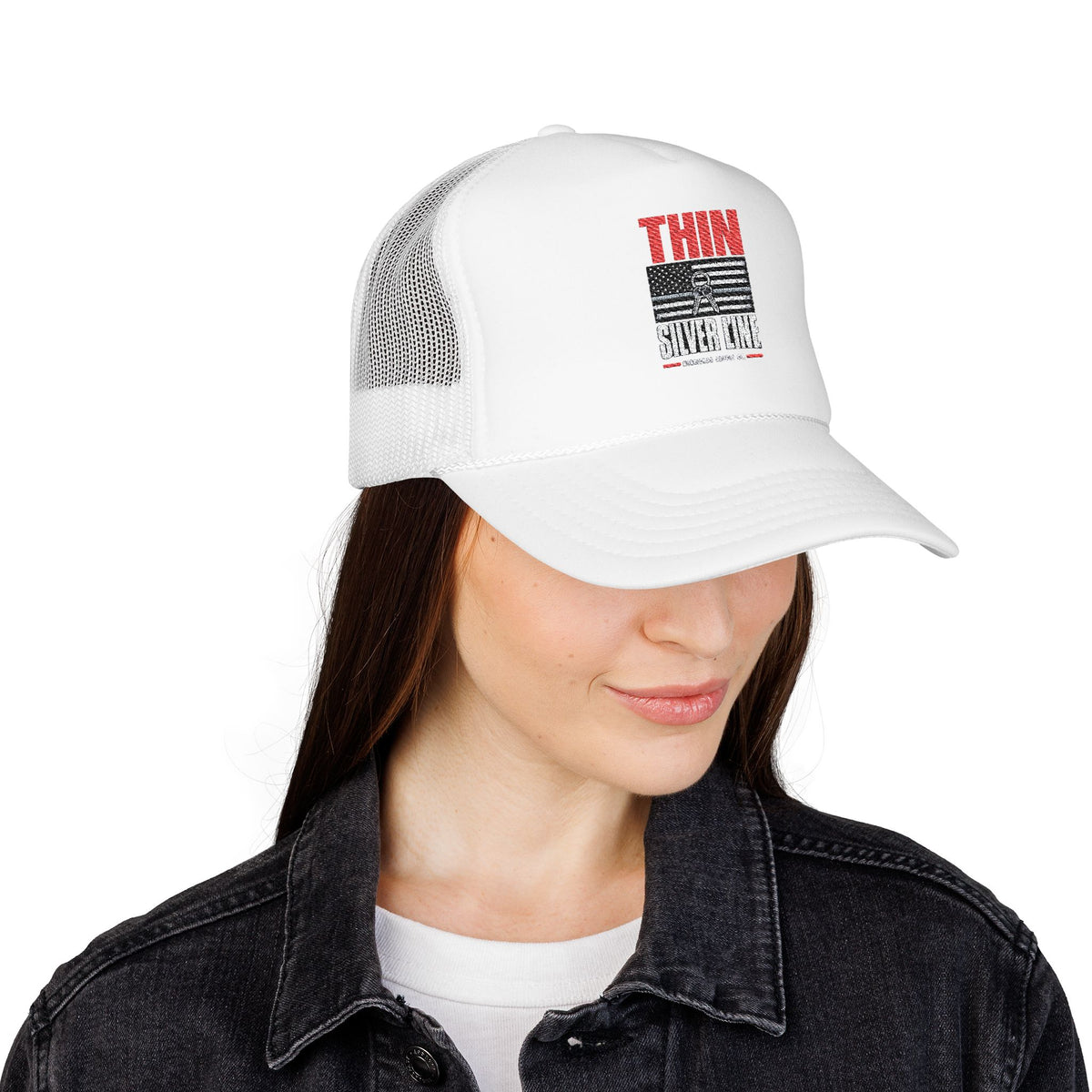 Thin Silver Line Foam Trucker Hat