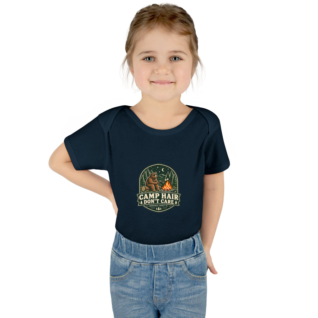 Camp Hair Don't Care Baby Onesie