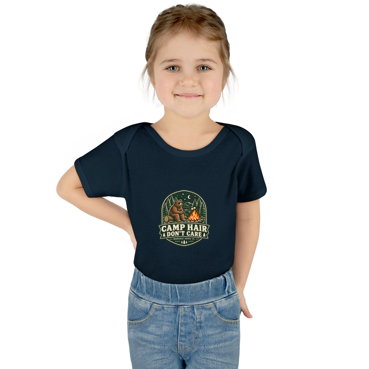 Camp Hair Don't Care Baby Onesie