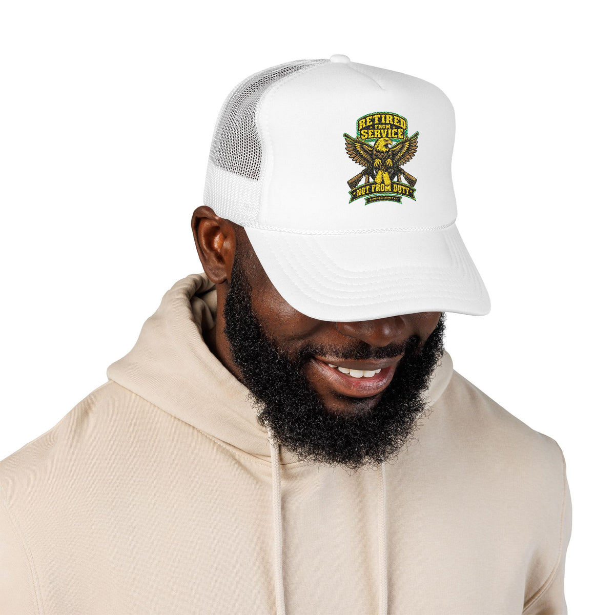Retired From Service Not From Duty Foam Trucker Hat
