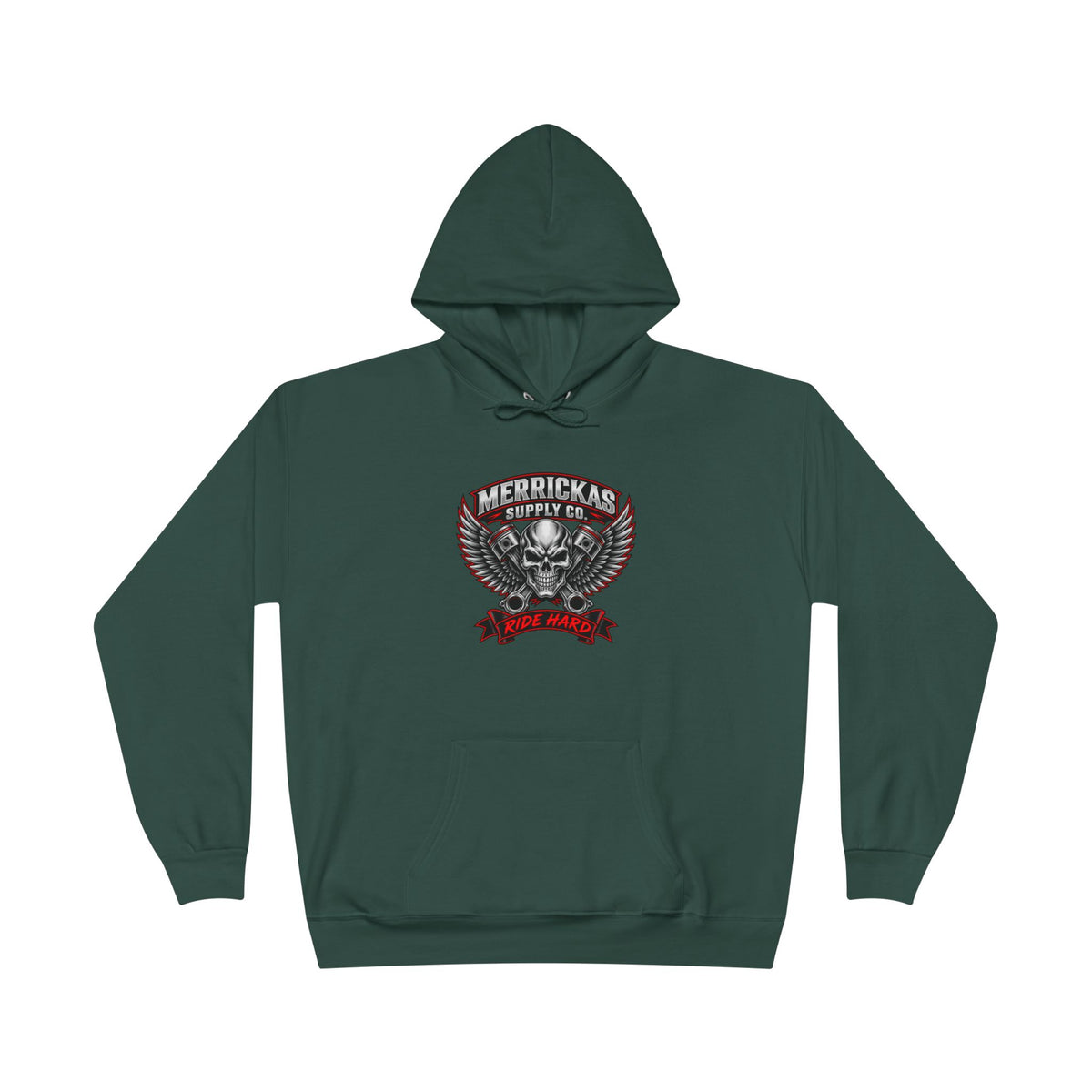 Merrickas Ride Hard Winged Skull Hoodie