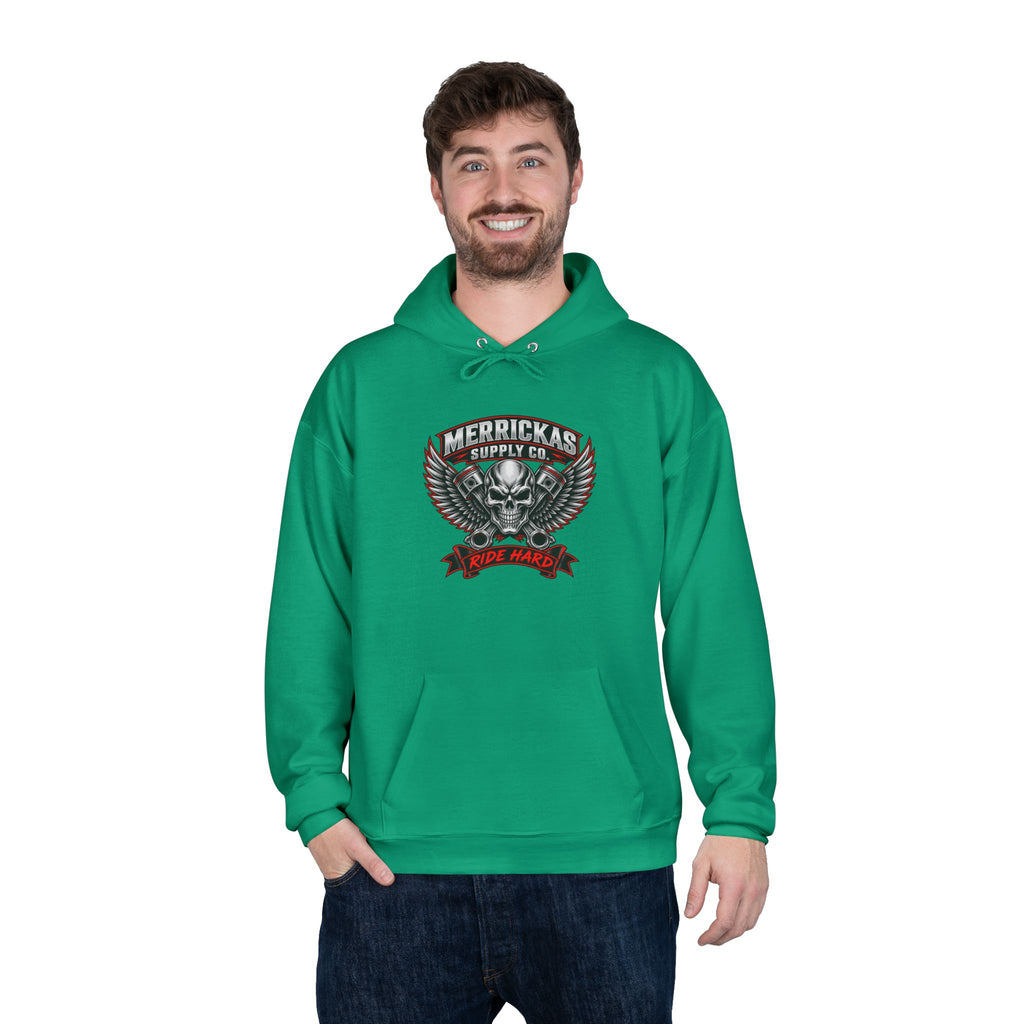 Merrickas Ride Hard Winged Skull Hoodie