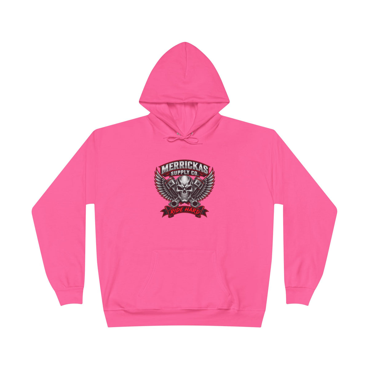 Merrickas Ride Hard Winged Skull Hoodie