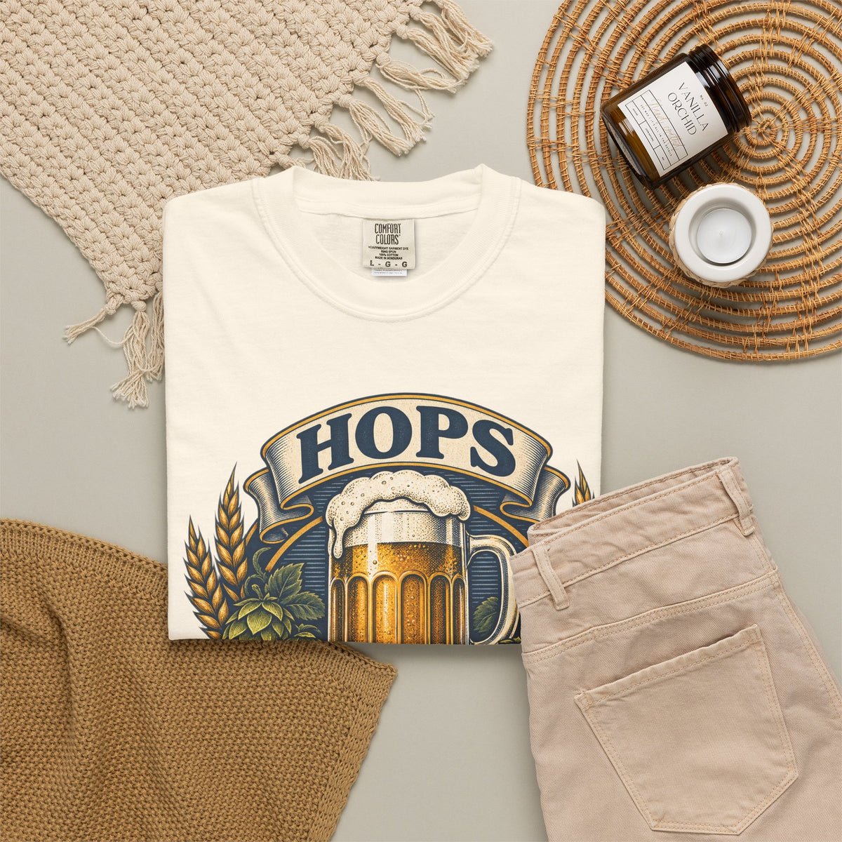 Hops Hope And Happy Hour Garment-Dyed Tee