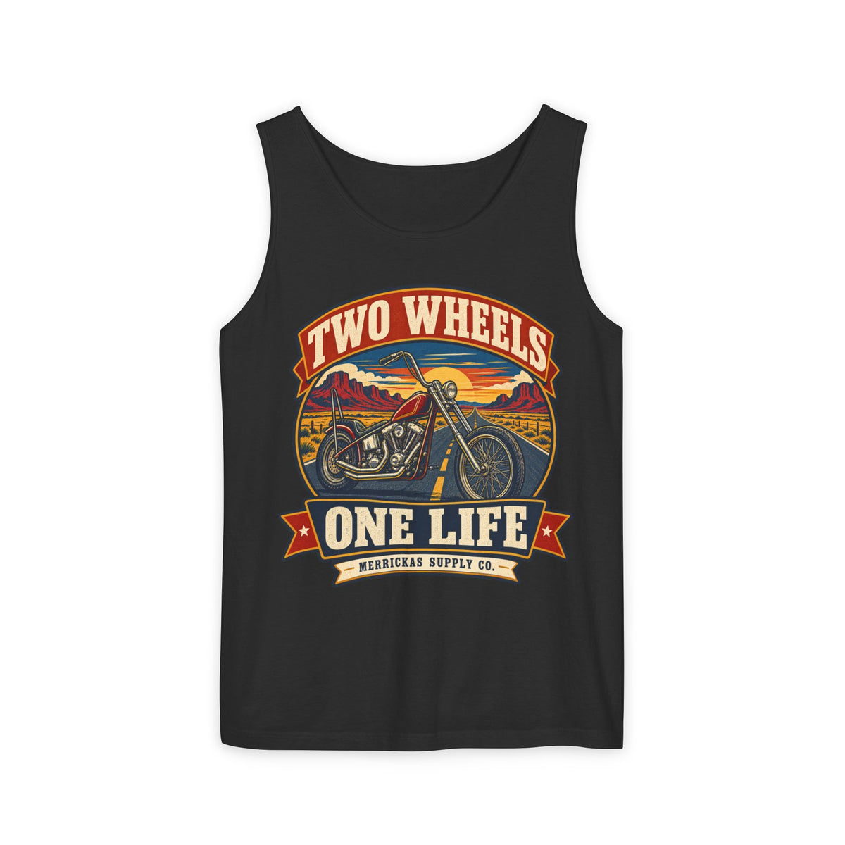 Two Wheels One Life Garment-Dyed Tank