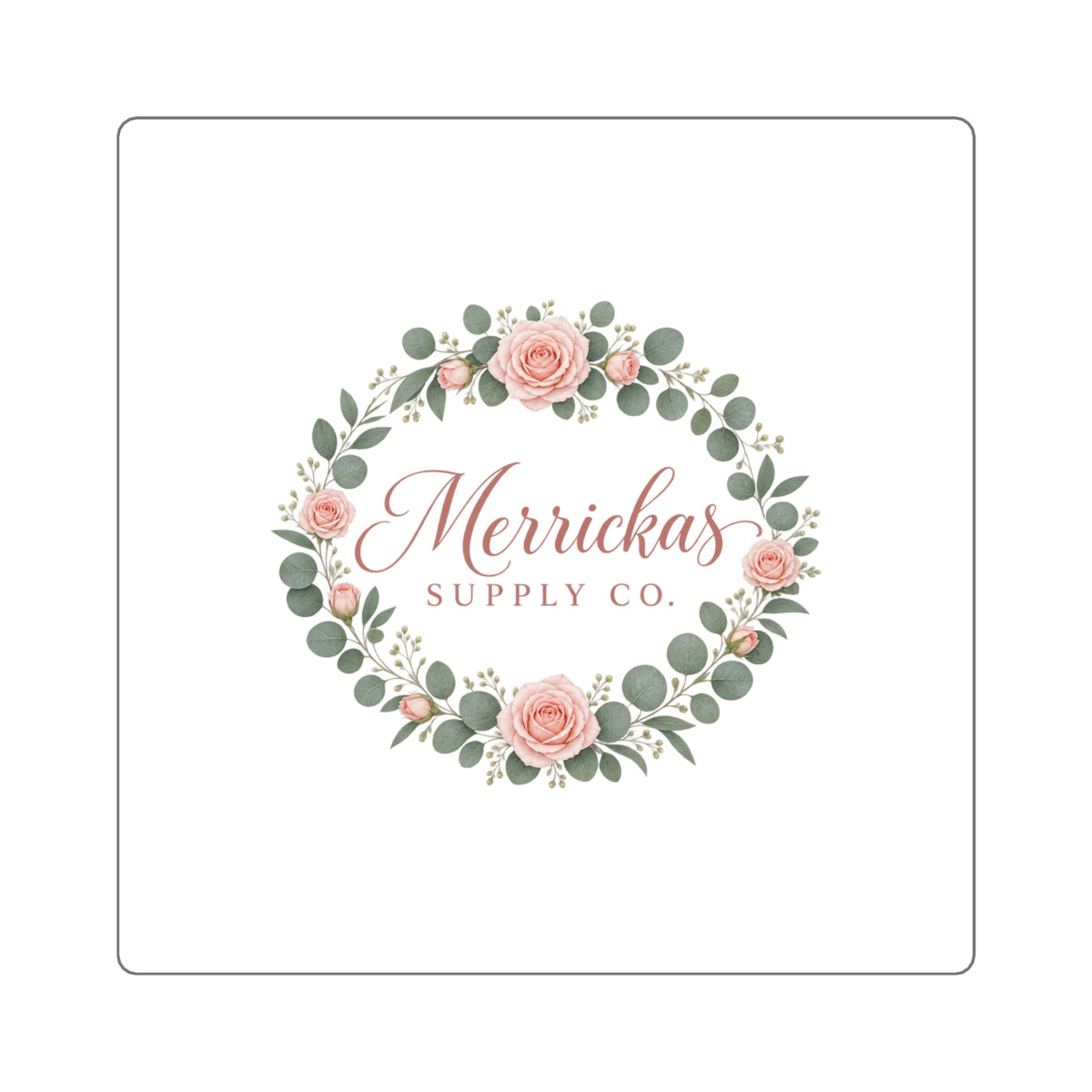 Merrickas Rose Wreath Script Sticker