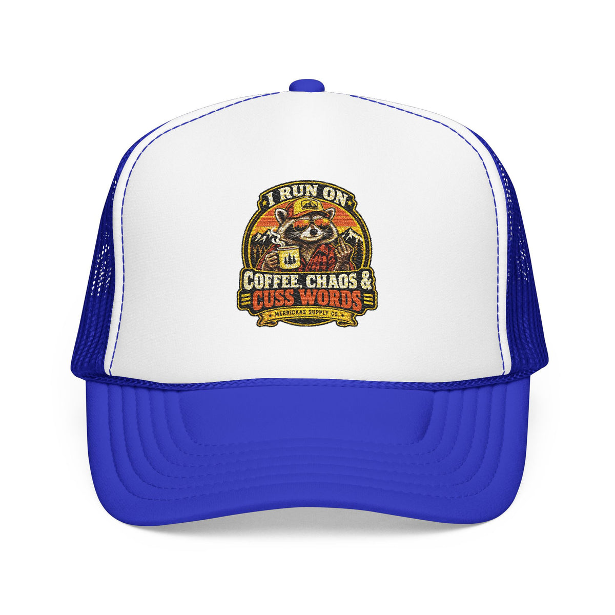 Coffee, Chaos & Cuss Words Foam Trucker Hat