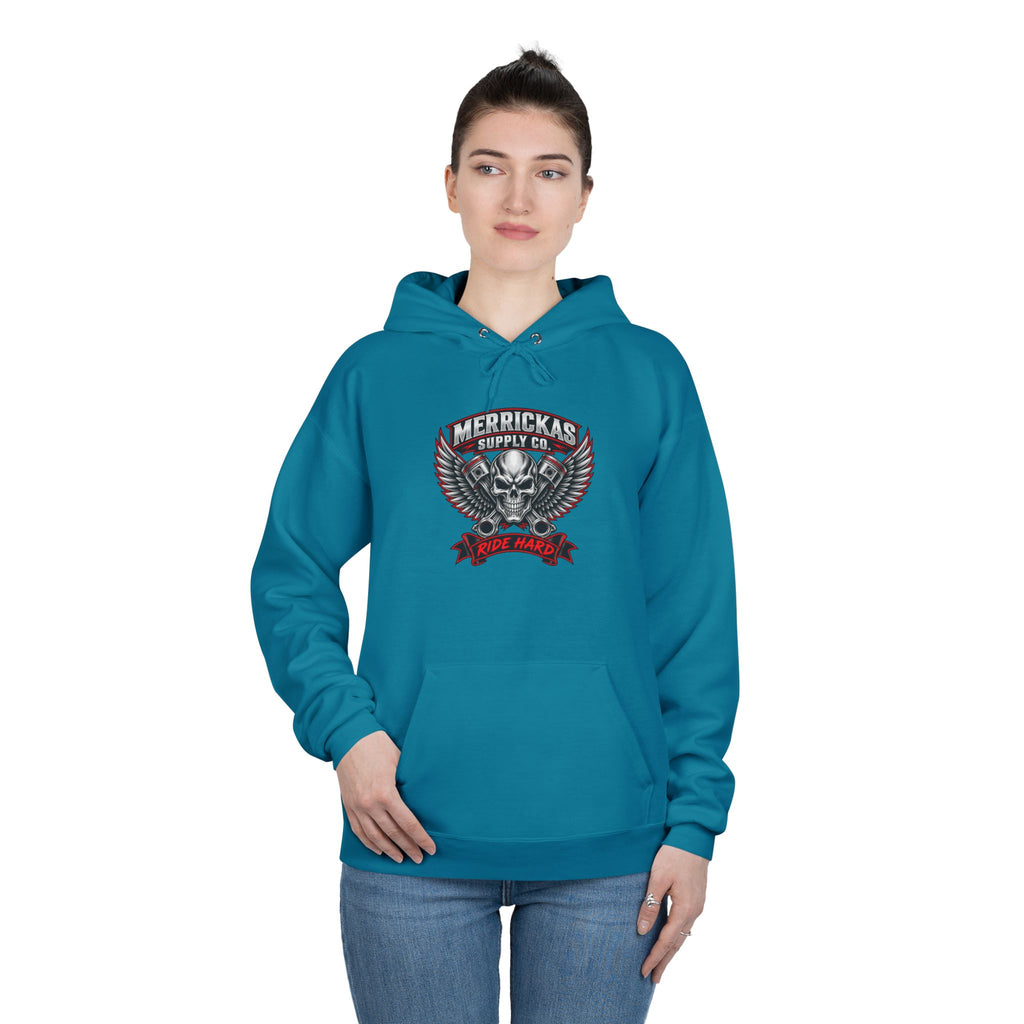 Merrickas Ride Hard Winged Skull Hoodie