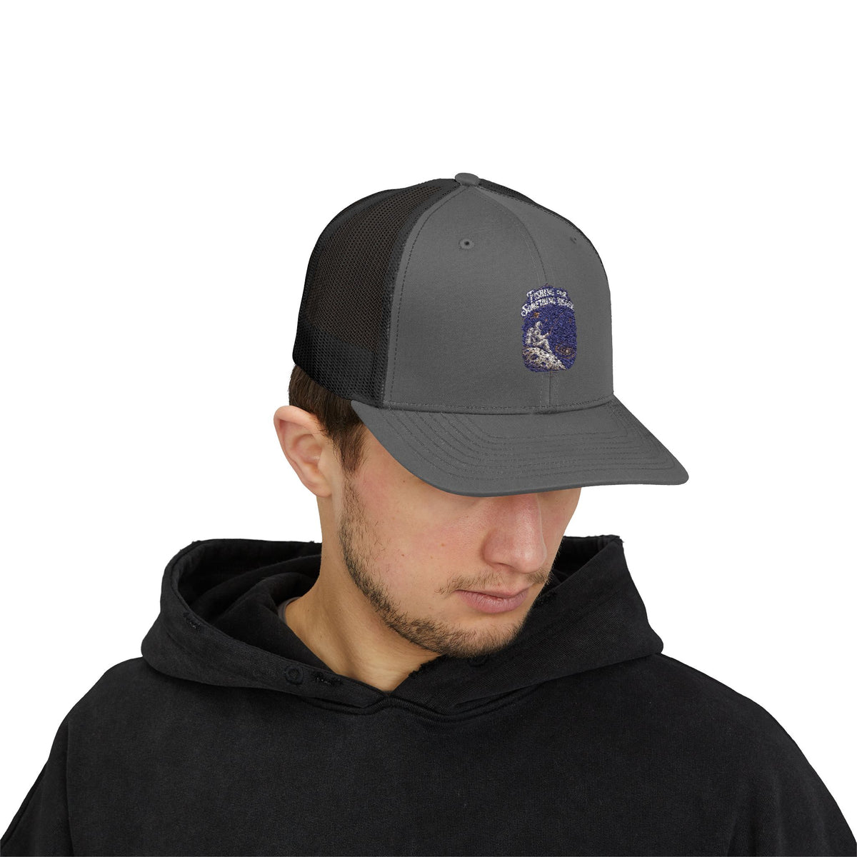 Fishing For Something Bigger Snapback Trucker Cap